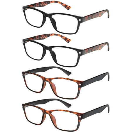 EFE 4 Pack Blue Light Blocking Reading Glasses, Spring Hinge Readers for Women Men