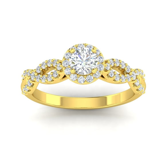 Certified 1.00 Carat TW Round Diamond Infinity Engagement Ring in 14k Yellow Gold (G-H, I1)