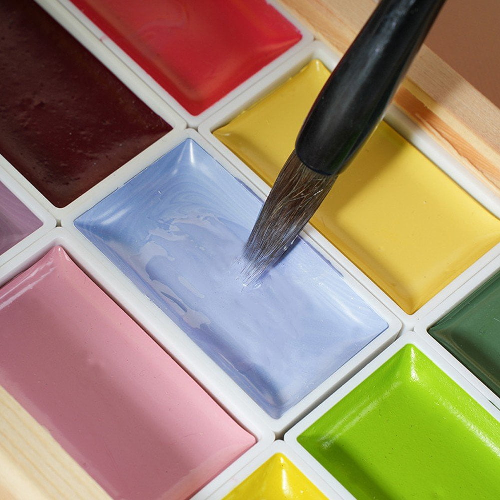 Slccxzc Handmade Chinese Watercolor Paint Set, 12 Solid Colors for Sketching Illustration