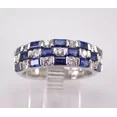 thumbnail image 3 of 2Ct Baguette Cut Simulated Blue Sapphire Women's Band Ring 14K White Gold Plated Silver, 3 of 5