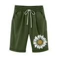 thumbnail image 3 of Womens Shorts 2025 Summer Bermuda Shorts for Women Floral Knee Length Elastic Waist Drawstring Loose Wide Leg Shorts Summer Loose High Waisted Short S-5XL, 3 of 3