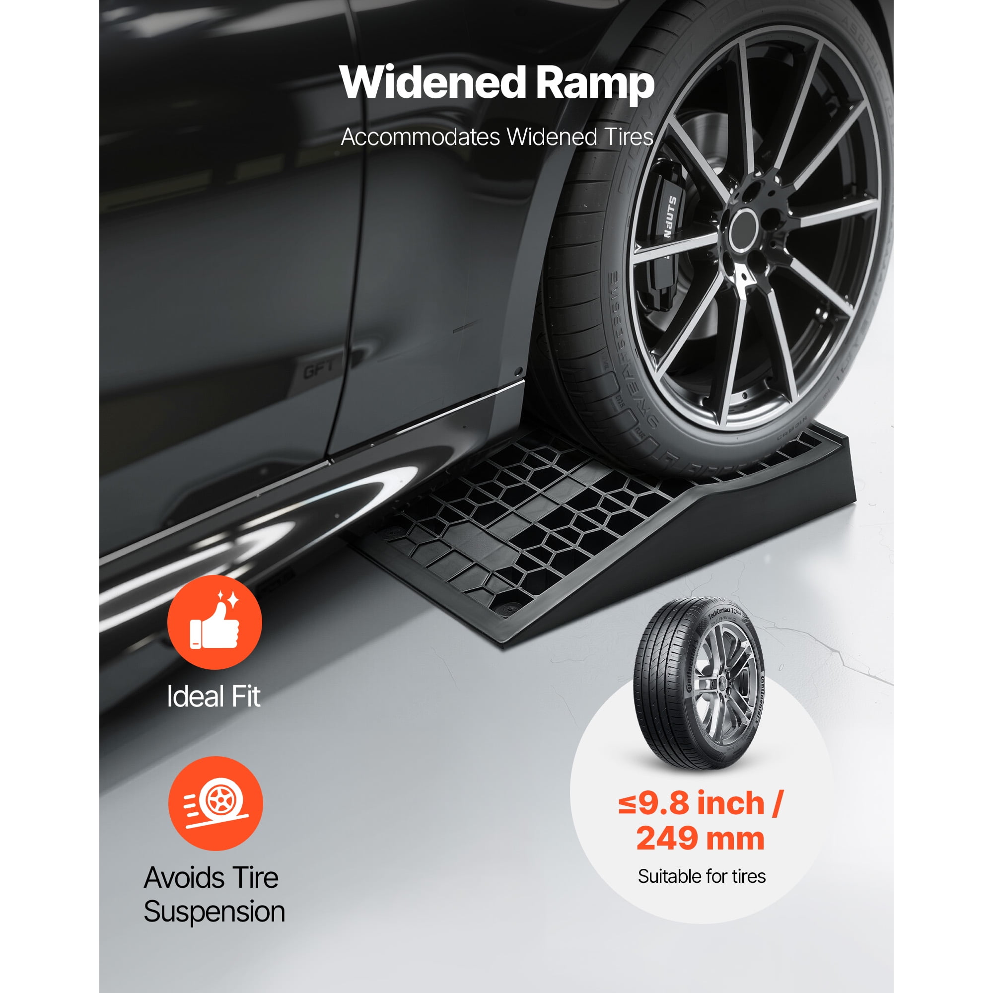 KFFKFF Car Ramps, Set of 2 with 20,000 lbs Load Capacity, 2.6-inch Lift Height, Portable Low-Profile Design for Garage Maintenance and Oil Changes, Durable for Low-Chassis Vehicles and Jack Support