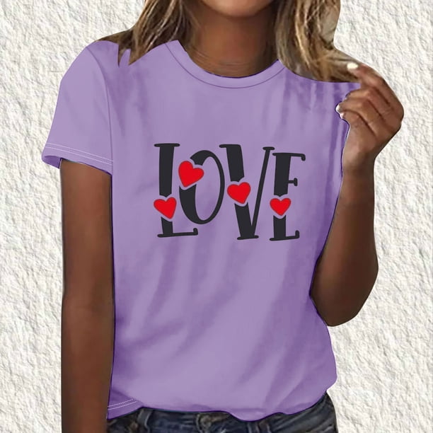 Fiudx Camisas para Mujer Camiseta Estampada Informal y de Moda para Mujer con Cuello Redondo y Top de Manga Corta