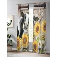 thumbnail image 4 of Sheer Curtains 108 Inches Long 2 Panels Set for Living Room, Retro Farmhouse Flower Semi Sheer Curtains for Windows, Yellow Sunflowers Cow Barn Doors Brown Voile Window Treatments Rod Pocket Curtain, 4 of 7