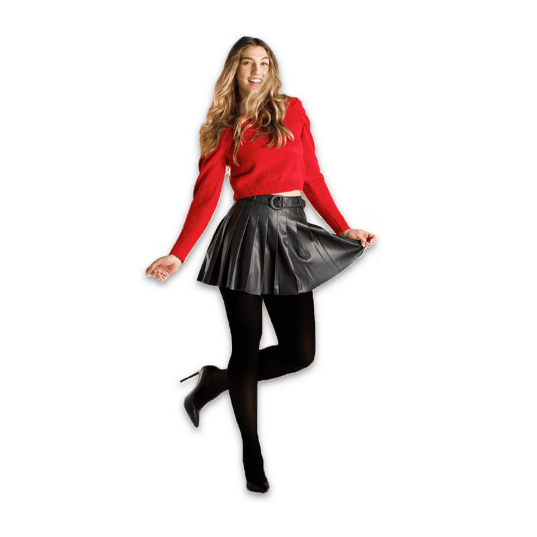 On The Go Women s Control Top Silky Smooth Black Opaque Footed Tights Walmart
