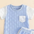thumbnail image 4 of mgoYE Toddler Boy Clothes 18-24 Months Toddler Baby Boy Summer Clothes Short Sleeve T Shirt and Shorts Set Color Block 2 Piece Outfit(Blue,18-24 Months), 4 of 4