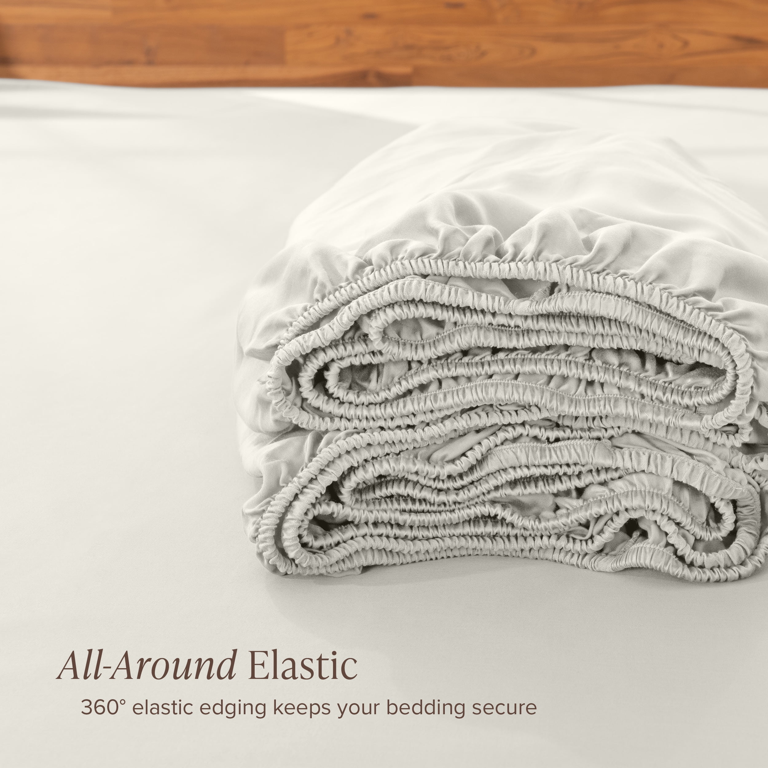 Bare Home Bamboo Fitted Sheet - Made from Rayon Fibers - Deep Pockets - Soft, Cooling & Breathable - Queen, Cream