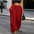 thumbnail image 4 of SELONE Pants for Women Casual Trousers Elastic Waist Side Drawstring Workout Pants with Pockets Ruched Stylish Wine 2XL, 4 of 5