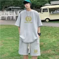 thumbnail image 4 of Conjunto deportivo de verano con estampado de marca y gofres para hombre, camiseta deportiva, pantalones cortos, traje informal, ropa deportiva, 4 of 5