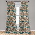 thumbnail image 2 of Peony Window Curtains, Watercolor Design Grunge Feels Floral Pattern with Innocent Petals Print, Lightweight Decor 2-Panel Set with Rod Pocket, Pair of - 28"x63", Amber Teal Cadet Blue, by Ambesonne, 2 of 3