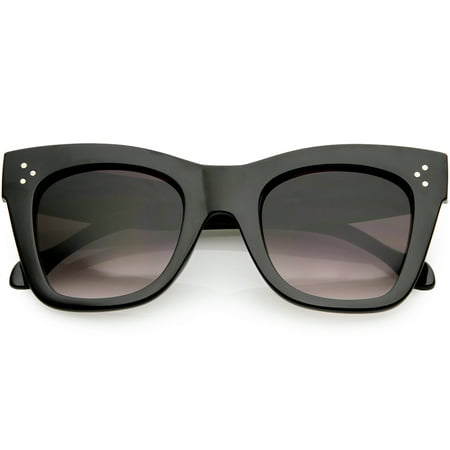 Women's Chunky Cat Eye Sunglasses Neutral Colored Square Lens 48mm (Black / Lavender)