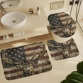 thumbnail image 6 of 4Pcs Deer American Flag Shower Curtain Set with Toilet Lid Cover Non-Slip Rugs for Bathroom, Animal Stripe USA Retro Shower Curtain Bathroom Sets with Hooks, 72x72 Inch, 6 of 8