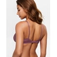 thumbnail image 3 of Wingslove Women's Sexy 1/2 Cup Lace Bra Balconette Mesh Underwired Demi Shelf Bra Unlined See Through Bralette,Brownish Purple 32C, 3 of 5
