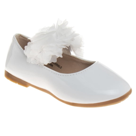 Kensie Girl Little Kids Ballerina Flats, Solid White Patent, 11