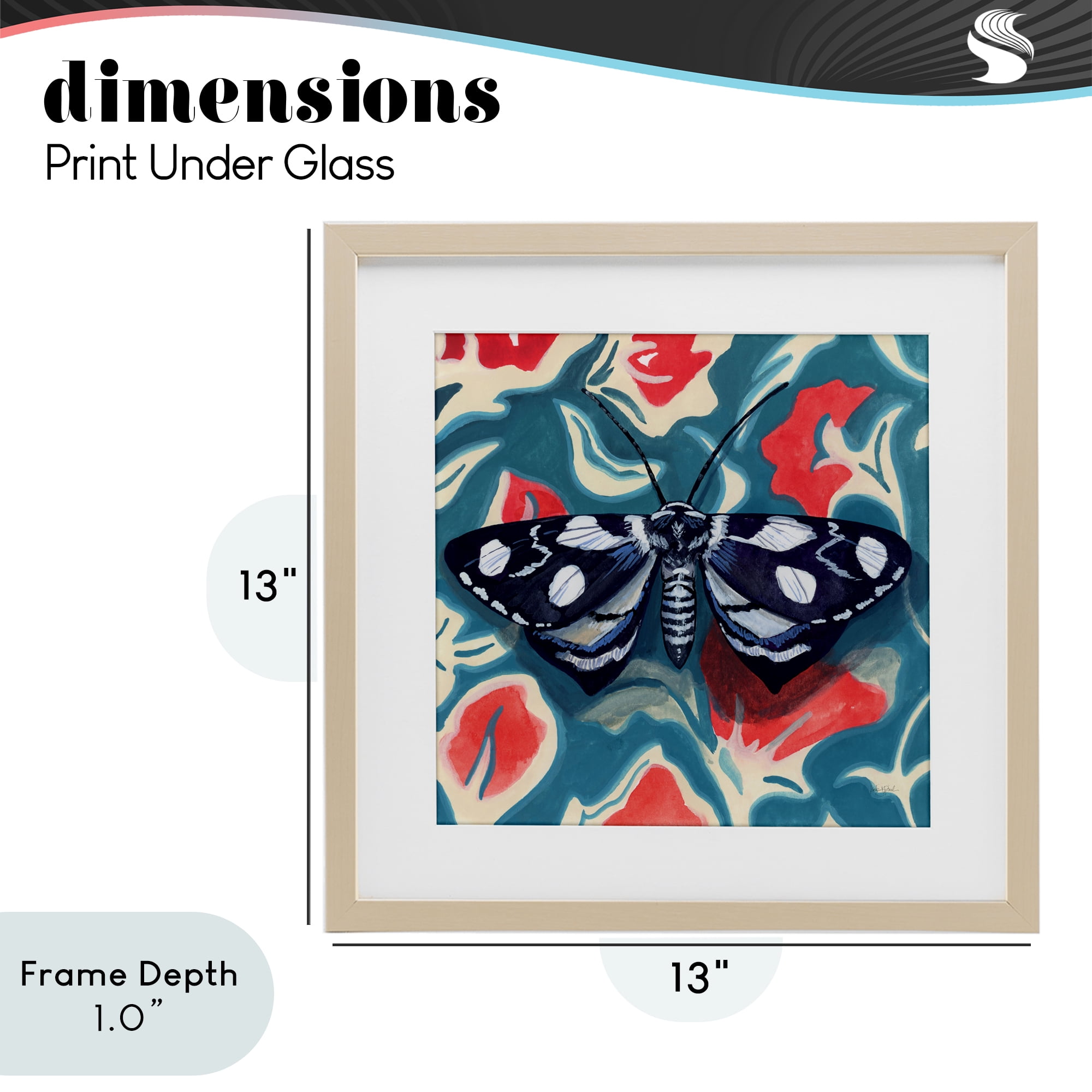 Stupell Industries Symmetrical Moth On Beautiful Flowers Birch Framed Print Under Glass, design by Kate Jarvik Birch
