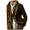 Coffee, variant on Kureaily Men Solid Color Lapel Button Cardigan Jacket European And Pocket Velvet Casual Loose Long Sleeved Jacket