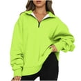 thumbnail image 2 of 1/4 Zip Pullover Womens Spring Solid Color Basic Baggy Half Zip Sweatshirt Long Sleeve Lapel Clothes Oversized Trendy Pullover Shirts Tops, 2 of 7