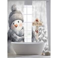 thumbnail image 4 of Grey Christmas Sheer Curtains 108 inches Long 2 Panels Set Snow Hat Snowman Merry Christmas Tiers Sheers Rod Pocket Small Window Short Curtains for Kitchen Cafe, Each 52" W x 108" L, 4 of 7