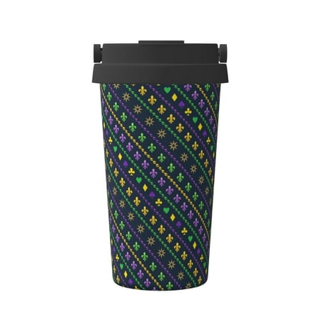 

KLL Mardi Gras Strings of Beads Pattern Stainless Steel Vacuum Insulated Tumbler - Carry Insulated Coffee Mug - Reusable Insulated Cold Brew Iced Coffee Cup Thermos