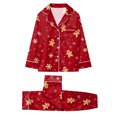 thumbnail image 4 of mgoYE Christmas Pajamas for Family Silk Satin Button Sleepwear Long Sleeve Nightwear 2 Pcs Comfy Loungewear Set, 4 of 6