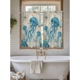 thumbnail image 4 of Teal Jellyfish Coastal Bathroom Window Curtain, Vintage Summer Beach Nautical Light Filtering Coffee Kitchen Curtains, Bedroom Living Room Curtains 2 Panel 84"x54", 4 of 6