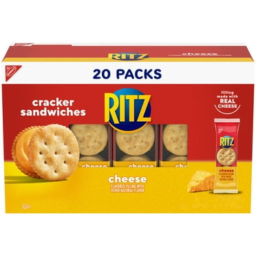 RITZ Cheese Sandwich Crackers, Lunch Snacks, 20 Snack Packs (6 Crackers Per Pack)