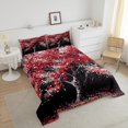thumbnail image 4 of Erosebridal Red Cherry Blossoms Bedding Sets Twinwith Comforter, Tree Botanical Duvet Insert, Japanese Style Decor, Lightweight, 4 of 8