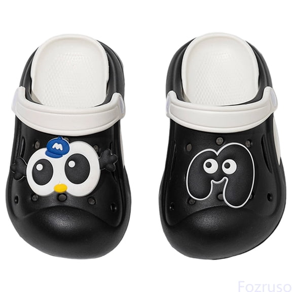 Fozruso Children's Shoes Summer New EVA Outer Wear Cartoon Cute Baby Toe Slippers For Boys And Girls,Sizes 8.5 Little Kid 2.5-3 Years(Black)