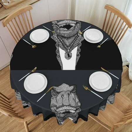 

Tablecloth Dinosaurs Man Table Cloth For Circular Tables Waterproof Resistant Picnic Table Covers For Kitchen Dining/Party