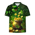 thumbnail image 5 of lcziwo Men's St Patrick's Polos Shirts Funny Irish Clover Short Sleeve Golf Shirt Casual Button Collared Work Tops, Multicolor, XXXXL, 5 of 6