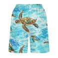 thumbnail image 5 of LMOIPLI Men's Tropical Sea Turtle Print Beach Short Elastic Waist Drawstring Quick Dry Casual Summer Swim Trunks with Pockets Light Blue S, 5 of 5