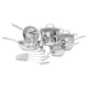 thumbnail image 1 of Juego de utensilios de cocina de acero inoxidable de 15 piezas ollas sartenes y utensilios color plateado, 1 of 8