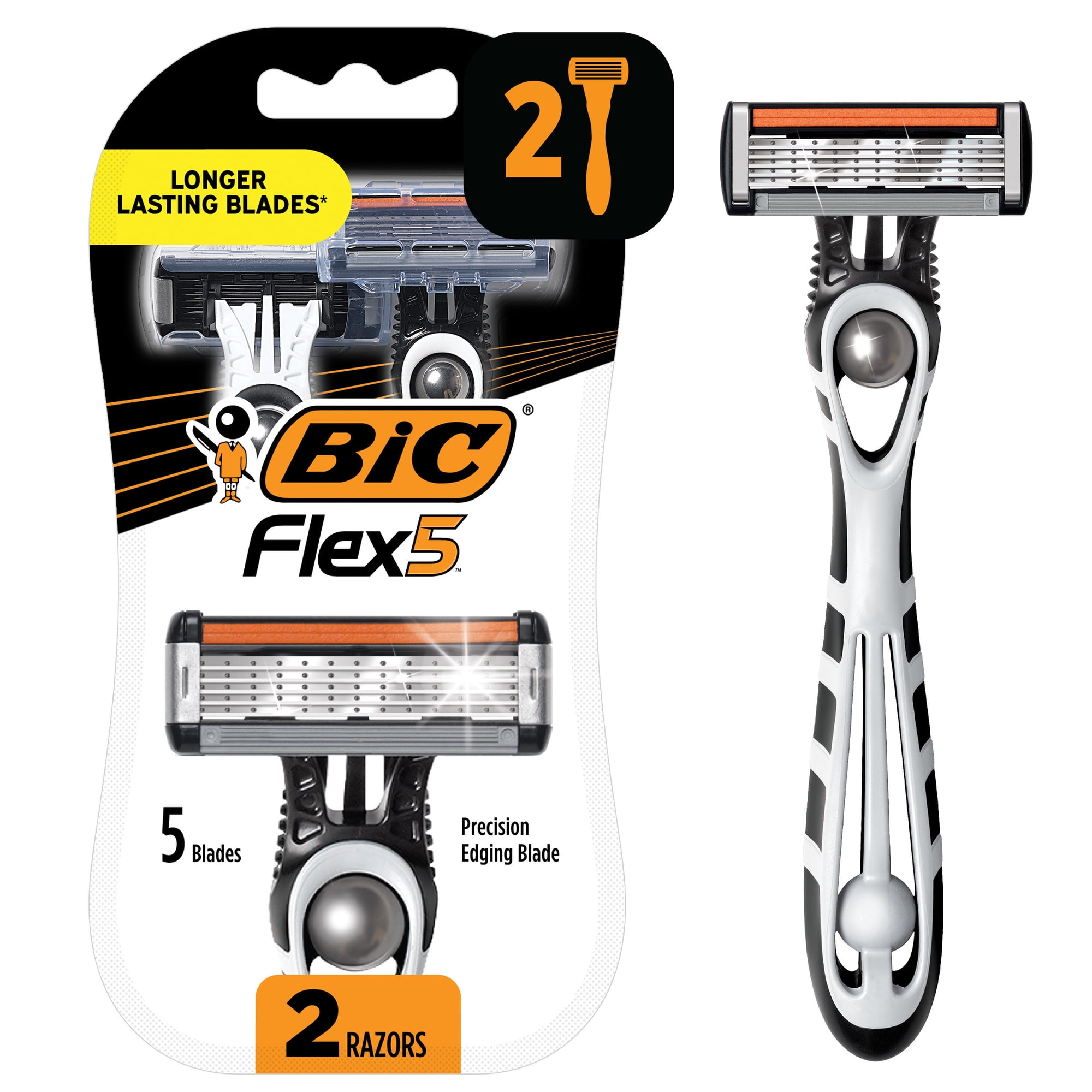 BIC Flex 5 Men's 5-Blade Disposable Razors, Dorm Room Essentials for Guys, 2-Count
