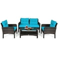 thumbnail image 4 of Gymax Ensemble de Conversation de Patio en Rotin 4 Pcs Ensemble de Meubles d'Extérieur avec Coussins, 4 of 9