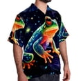thumbnail image 2 of Starry Sky Frog Men's Short Sleeve Printed Button Down Hawaiian Beach Shirts, 2 of 6