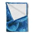 thumbnail image 2 of Blue Soft Flannel Fleece Throw Blanket, Abstract Petals of Gerbera Flower with Water Drops Macro Close up Photography, Cozy Plush for Indoor and Outdoor Use, 70" x 90", Blue Pale Blue, by Ambesonne, 2 of 5