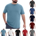 thumbnail image 4 of Zimjoy Big and Tall Men's Short Sleeve Tees Plus Size Tshirts Crew Neck Loose Solid Color Summer Casual Basic Tops Light Blue M, 4 of 4