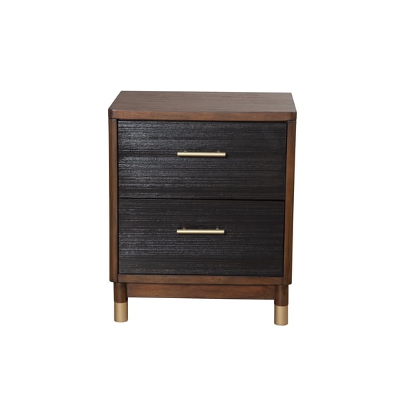Alpine Furniture Belham 2 Drawer Wood Nightstand in Dark Walnut (Brown)