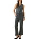 thumbnail image 2 of INSPIRAR CHIC Vestido de Oficina para Mujeres con Cuello en V, Botones, Sin Mangas, Corto, Talla XS, Gris, 2 of 6