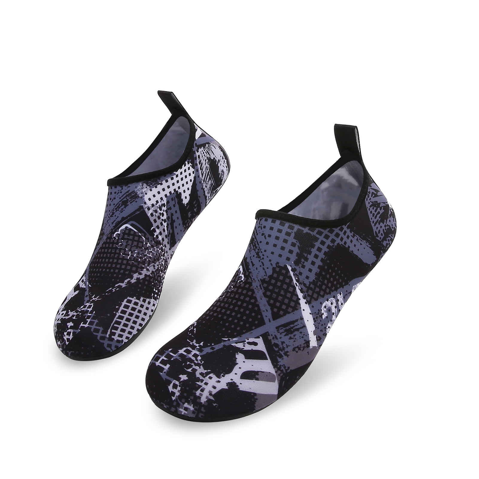 Men and Women a Slip On Barefoot Quick-Dry Beach Aqua Yoga Water Shoes (Monochrome Square/Black, 13-14 Women/10.5-11 Men)