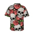 thumbnail image 3 of Balery Skull and Roses Print Men's Hawaiian Shirts Short Sleeve Beach Shirt Relaxed Fit Vacation Button Down Shirts-Medium, 3 of 9