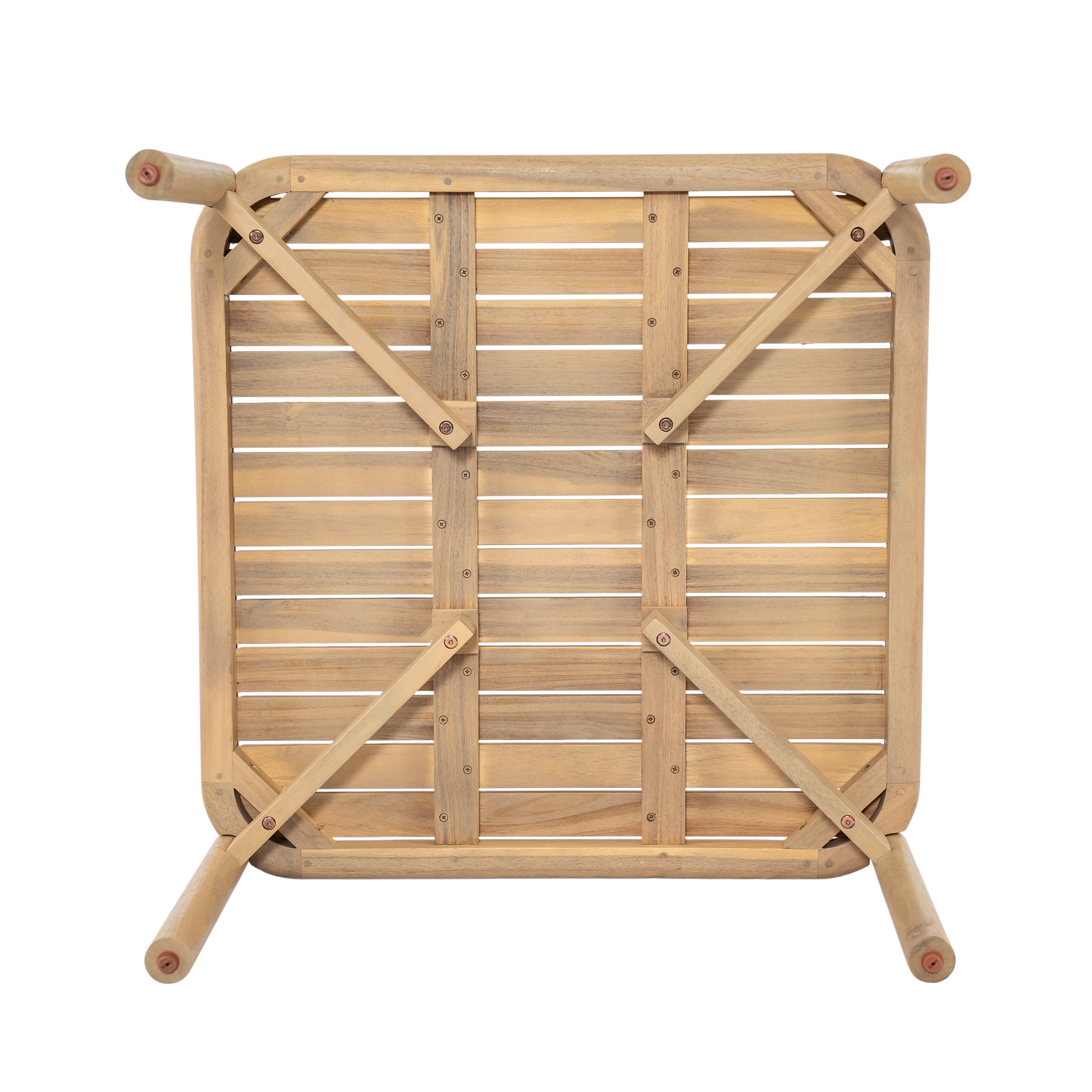 Garitin Outdoor Coffee Table and Acacia Wood Patio Table 27.5 Inch, Weather Resistant Center Table with Slatted Top for Garden Deck, Light Teak