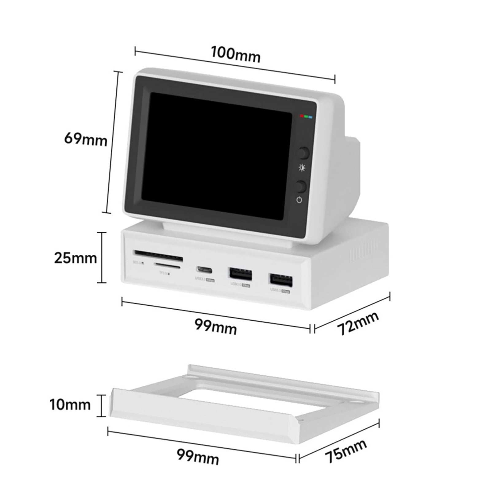 Versatile USB Hub with Wide Viewing Angle IPS Screen for Laptops/Desktops and External Device Connectivity