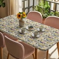 thumbnail image 3 of Vintage Flowers Table Cloths for 5 Foot Rectangle Tables, Spring Yellow Floral Country Leaves Blue Birds Patio Waterproof Elastic Fitted Tablecloths, Washable Rectangular Table Cover for Camping, 3 of 8