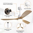 thumbnail image 3 of Sofucor 52 Inch Ceiling Fan with Lights and Remote Control-Modern Solid Wood Blade Ceiling Fan for Bedroom Living Room Indoor Outdoor Farmhouse Patio, Noiseless DC Motor, Natural Wood, 3 of 13