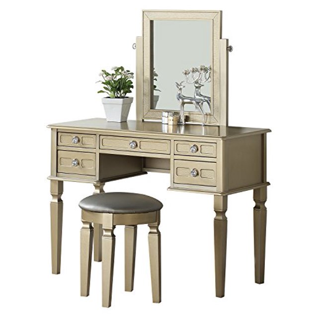 Bobkona Table Basse avec Tabouret, Champagne