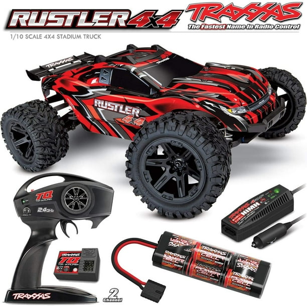 Traxxas 67064-1 Rustler 4x4 Performance Stadium Truck, 1/10 Scale, 4WD, Red - Walmart.com