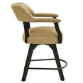 thumbnail image 3 of Steve Silver Rylie Mid-Century Modern Vegan Leather Swivel Counter Arm Chair, Black and Camel, 3 of 10