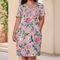 thumbnail image 4 of Pink Floral Painted Fabric Design Loose Pocket Dress Dresses Summer Summer Dresses for Women, 4 of 9