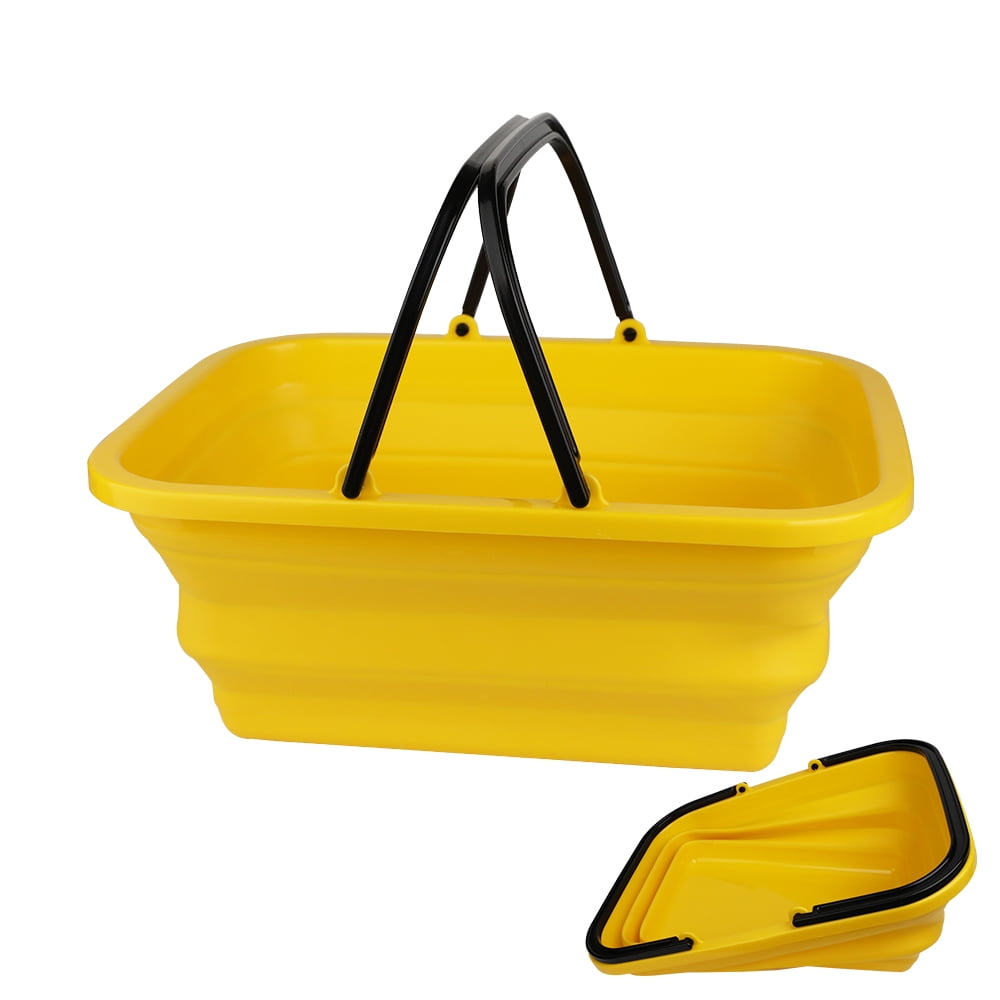 Muling Plastic Collapsible Bucket with Handle Portable Foldable,for Window Cleaning Camping,Yellow